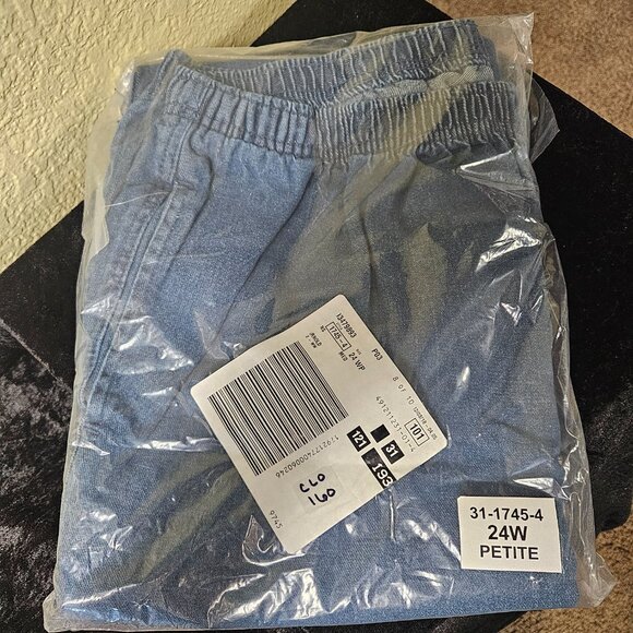 Woman Within 24W Petite Elastic Waist jeans 100% Cotton - Picture 2 of 3